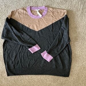 Madewell Colorblock Gray Tan Lilac Merino Alpaca Wool Blend Size XXL